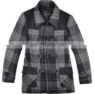 fashion cow buckle padded handsome tweed cashmere mens overcoat