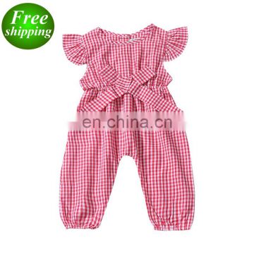 2019 New Summer Baby Girls Plaid Cotton Romper Wholesale Baby Clothing free ship