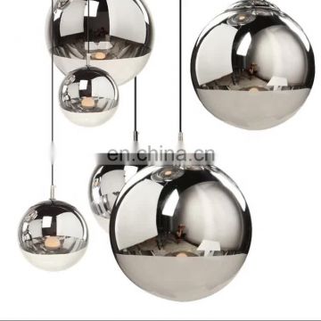 Nordic modern hotel lighting gold chandelier lamp silver glass ball led pendant light