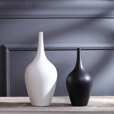 Minimalism Black And White Modern Simple Matte Ceramic Vase Decor For TV Bench Bookrack