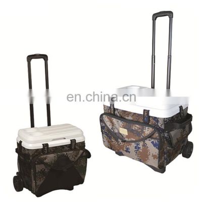 Durable Cooler Bag  600 D PVC Safety 28 L plastic Insulated cooler box commercial fishing cake bike ice cooler box with trolley
