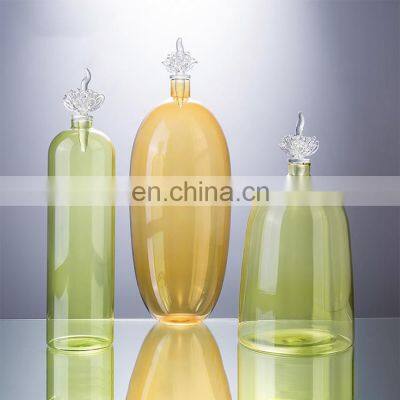 Colorful Simple Round Single Long Flower Clear Vase Glass Decoration Modern