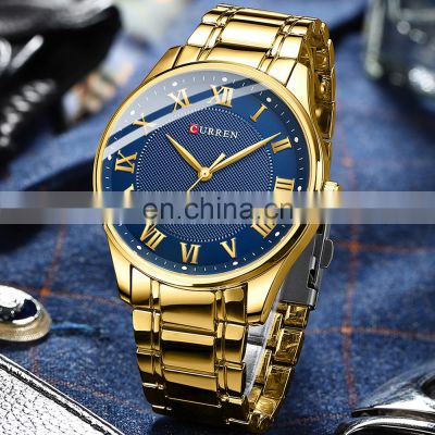 CURREN 8409 Fashion Casual Simple Quartz Watch Classic Rome Numbers Business Man Stainless Steel Band Wristwatch