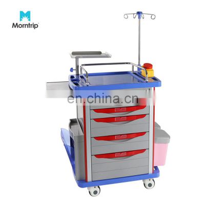 Cheap Price High Quality Advanced Hospital ICU Cart Medical ABS Infusion Emergency Anesthesia Trolley With Brake