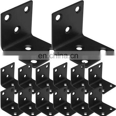 Manufacturer Wholesale Custom Stamping 90 Degree Black Stainless Steel Metal L Angle Mounting Bracket Corner Bracket