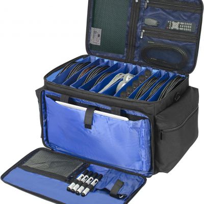 Cable File Bag With Detachable Dividers, DJ Gig Bag Cord Organizer Case