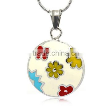 jewerly necklace fashion in stainless steel pendant birthday gift for children flower image round shape high quality