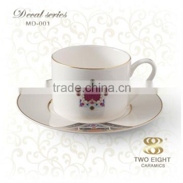 OEM fine china ceramic porcelain tea cups and saucers for wholesale