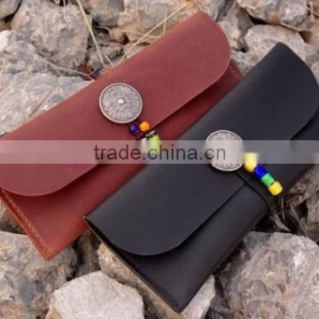 Contracted Leather Pencil Case ,Coin Buckle Pen Bag