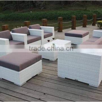 Poly rattan sofa set ( 2 armchair, 2 left/right chair, 2 armless chair, 2 stool with cushion, 2 stool with glass)