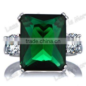 Silver Large Green stone Cocktail gay men's Ring