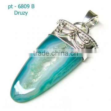 Agate druzy pendant 925 sterling silver pendant Handmade jewellery wholesale semi precious gemstones