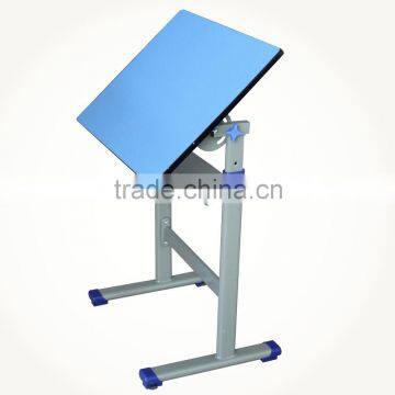 Angle adjustable single student desk drawing table