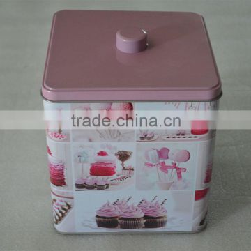square tin box/square metal tea tin box