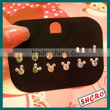Black PVC Display Jewelry Card For 12 PCS Earring Stud