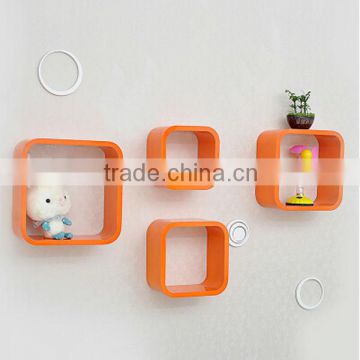 orange home decoration round wall cube shelves