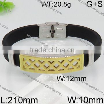 Fashion new gold black men bracelet leather