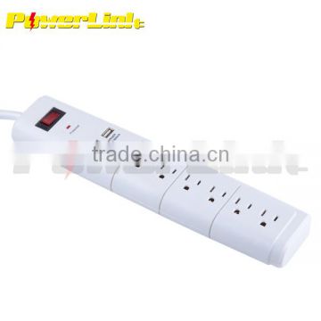 H50194 6 outlet power strip with doule USB port with light