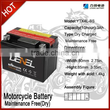 Motorcycle battery dry charged battery 12v 4Ah