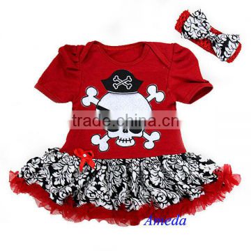 Newborn Baby Red Pirate Demask Bodysuit Pettiskirt and Headband 0-18M