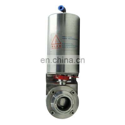 Dn50 sanitary stainless ss 304 316 steel 5-8bar double acting Actuator clamp butterfly valve