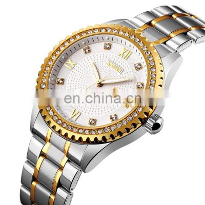Skmei 9221 Diamond brand luxury watches waterproof stainless watch gold mens watches