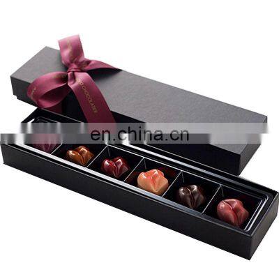 Massive cardboard box with attached lid and bowknot coated paper chocolate packaging box