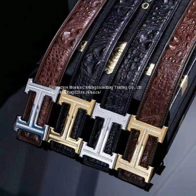 Authentic Crocodile Leather Belt Men's Genuine Leather Pin Buckle Genuine Smooth Buckle Business Belt Trend Youth Wild