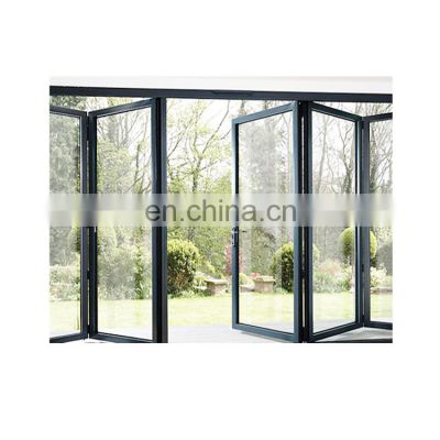 Bi-fold Door with Locks High Qualityframeless Aluminum Interior Noiseless Aluminum Glass Wooden Case Foldable Stainless Steel