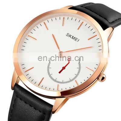 1676 skmei sport watches original leather man watch waterproof leather band quartz watches hour time simple custom logo