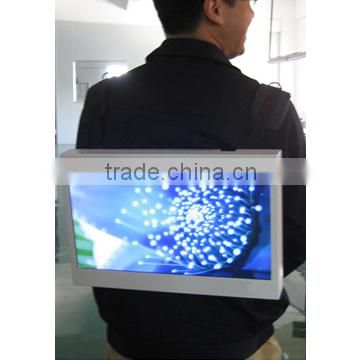 21.5" backpack outdoor advertising display video system lcd usb sd digital player loop video advertising display