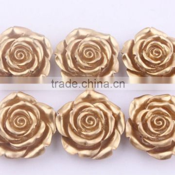 Custom Design Accept ! 2014 Newest fashion resin gold flower beads in bulk!Loose resin rose beads for kids necklace jewelry!