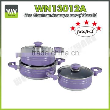 6pcs STONE marble cookware set pan set with detachable handle