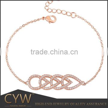 CYW wholesale Circle 925 sterling silver zircon bracelets with rose gold plating