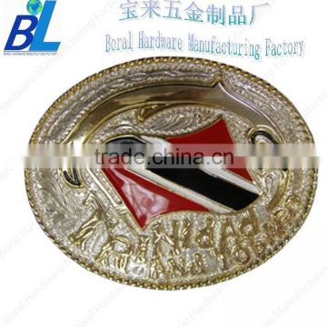 Two tones plated metal fleur de lis belt buckle