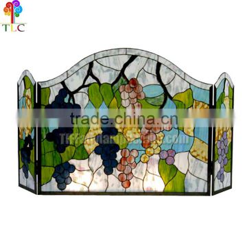 F-6 Grape style tiffany stained glass fireplace europe style stained glass panel wholesale china tiffany windows