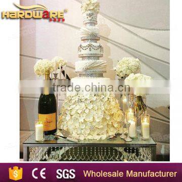 romantic design crystal stainless steel and glass top wedding cake tables