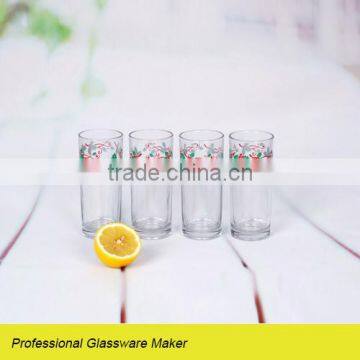 nice 4pcs clear glass cup set with decal