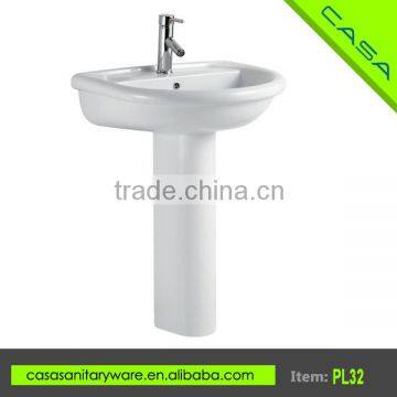 Sanitary ware white ceramic freestanding pedestal basin