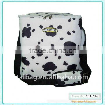 Special cow printed 600D cooler bag with shoulder strap