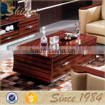 LV-TA809L wooden coffee table with drawers, wooden coffee table designs, wood and glass coffee table