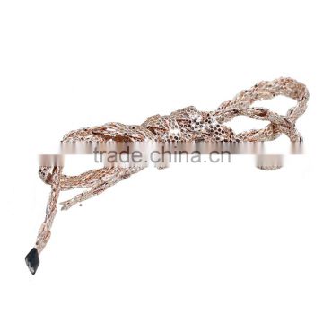 Rose Gold Flicker Braided PU Leather Cord