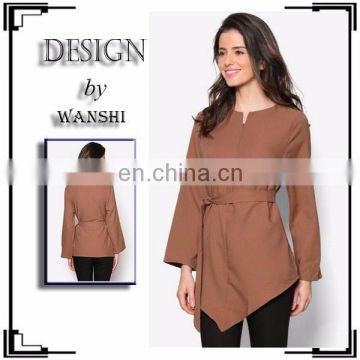 Fashion design wholesale modern women islamic clothing casual long sleeve muslim lady blouse