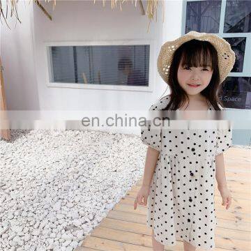 2020 children's clothing summer new products girls Korean summer dress linen cotton polka dot dress long skirt