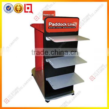 Double side clothing display with 3 shelves