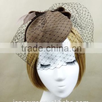Custom Design Felt Fascinator Hat With Veil Wool Hat For women