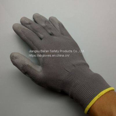 13 Gauge Polyester Liner Polyurethane/PU Coating PPE Gloves with EN388 3131X BA SAFETY