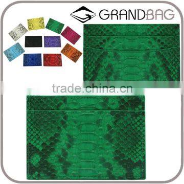 High Quality Green Color Custom Logo Python Snake Skin Leather Credit Card Holder Purse Wallet