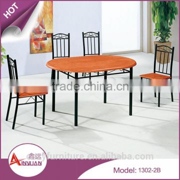 Restaurant furniture simple designs cheap wood restaurant 4 chairs long oval dining table