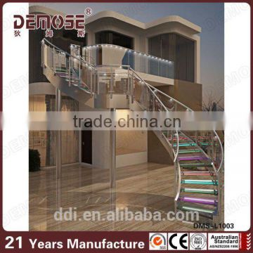 fashionable LED glass stair tempered glass staircase